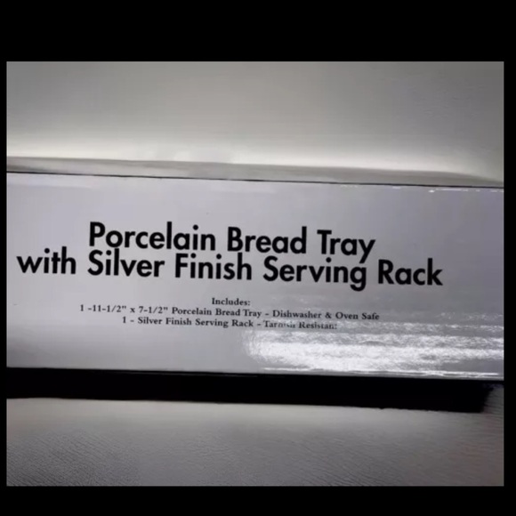 Godinger Porcelain Bread Tray & Serving Rack Silver Finish Bless This Home NEW - Picture 3 of 3